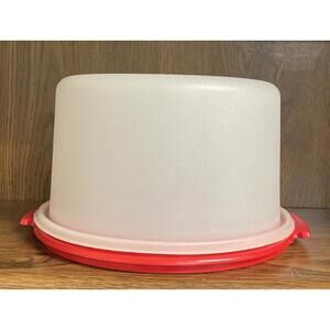 Vintage Tupperware Red Cake Carrier Keeper No Handle Maxi  684-7